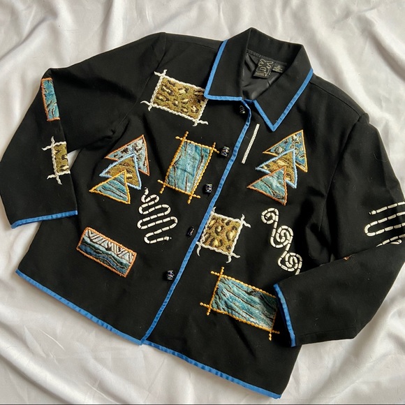 HP⭐️ Vintage 80s Abstract Patchwork Coat - Picture 1 of 15